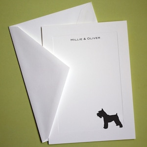 Mini Schnauzer Papelería Personalizada - Juego de 10 tarjetas de panel plano