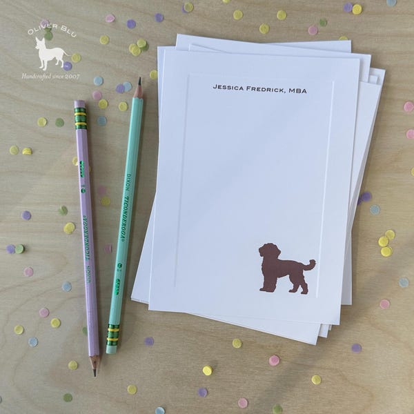 Labradoodle personalisiertes Briefpapier - Set mit 10 bedruckten Postkarten