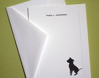 Pit Bull Personalized Stationery - Set of 10 flat paneled cards