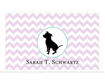 Pit bull personalized stationery - Chevron pattern, six color options