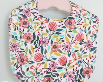 The Dressy Drooler Bib in Garden Party Tango fabric - Small flowers