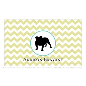 Papelería personalizada de bulldog inglés - Patrón Chevron, seis opciones de color