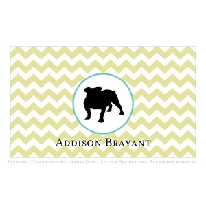 English bulldog personalized stationery - Chevron pattern, six color options