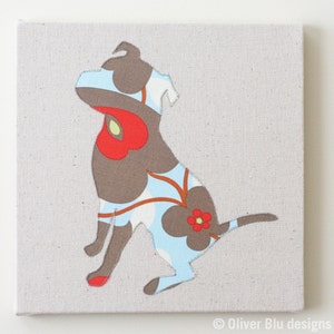 Pit bull appliqued wall panel 10 x 10 inches You pick the fabric image 1