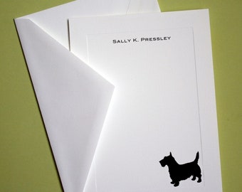 Scottish Terrier Personalized Stationery - Set of 10 flat paneled cards