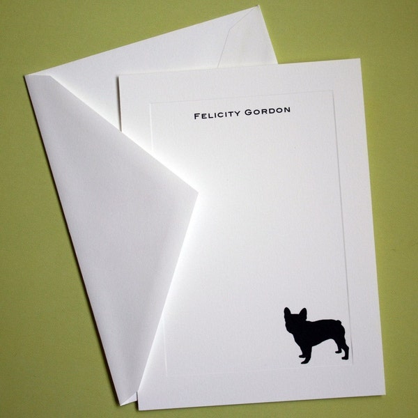 French Bulldog Personalized Stationery - Set of 10 flat paneled cards