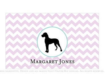 Great Dane personalized stationery - Chevron pattern, six color options