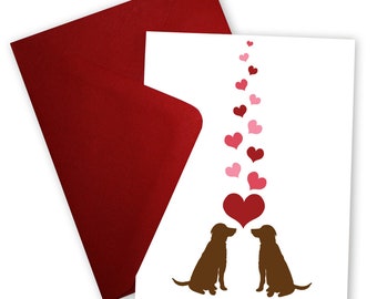 Chocolate labs in Love - Greeting card personalized with your message