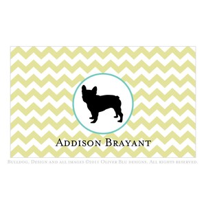 French bulldog personalized stationery Chevron pattern, six color options image 1