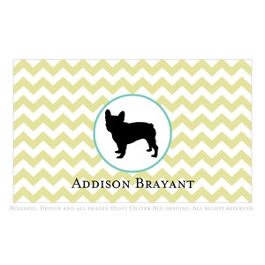 Papelería personalizada bulldog francés - Patrón Chevron, seis opciones de color