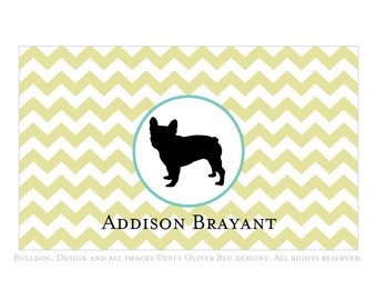 French bulldog personalized stationery - Chevron pattern, six color options