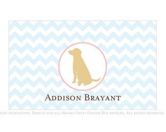 Yellow lab personalized stationery - Chevron pattern, six color options