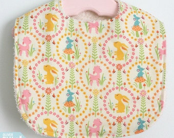 The Dressy Drooler Bib in woodland creatures print