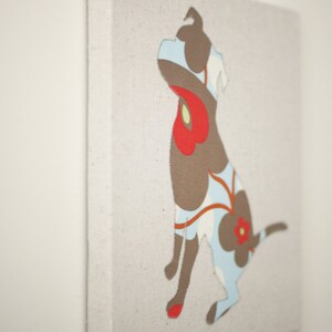 Pit bull appliqued wall panel 10 x 10 inches You pick the fabric image 2