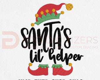 Diseño de bordado del pequeño ayudante de Papá Noel (archivo de bordado a máquina)