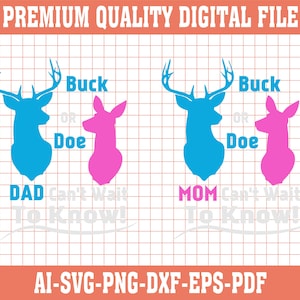¿Buey o cierva? Archivo digital divertido para revelar el género del bebé / SVG, JPEG, PNG / ¡Perfecto para Cricut, Silhouette, Cameo / Descarga instantánea!