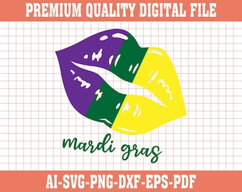 Mardi Gras Lips SVG: New Orleans Carnival Design (Digital Download)