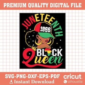 Juneteenth Black Queen SVG: Melanin Afro Woman Design (Digital Download)