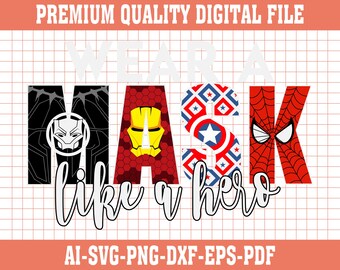 Superhero Mask SVG Cut File: Health Safety Design (Digital Download)