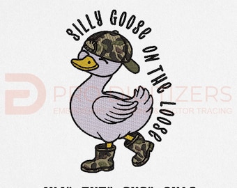 Silly Goose Embroidery Design, Funny Animal Machine Embroidery File (Instant Download)