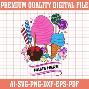 Candyland Birthday SVG | Arquivo de corte SVG Sweet Candy Party | SVG de aniversário com tema de doces | Arquivos Svg Cricut e Silhouette, Topo de bolo de pirulito Svg