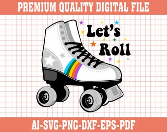 Patín retro SVG: Archivo de corte para fiesta de cumpleaños (descarga digital)