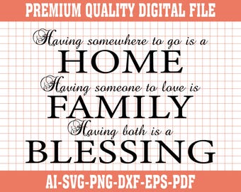 Bendición familiar en casa SVG: Archivo de corte con cita inspiradora (descarga digital)