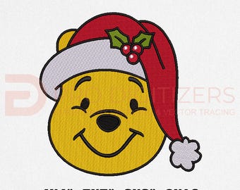 Diseño de bordado de oso navideño / Diseño de bordado de cara de oso / Diseño de bordado de oso Papá Noel navideño (4 tamaños de aro)