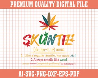 SVG de tía Skuntie retro / Diseño divertido para amantes de la marihuana (descarga digital)