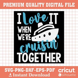 一緒にクルージングするのが大好き SVG | クルーズバケーションシャツデザイン | 面白いカップルクルーズ SVG | PNG DXF カットファイルダウンロード