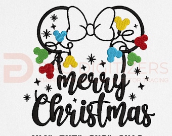 Minnie Mouse Christmas Lights Embroidery Design (Digital File)