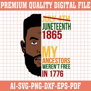 4 luglio Juneteenth 1865 PNG / I miei antenati non erano liberi nel 1776 / Sublimazione della storia nera, design della maglietta BLM / Download digitale per Cricut