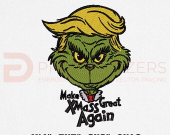 Trump Christmas Embroidery Design, Monster Christmas Machine Embroidery File, Monster Xmas Embroidery Pattern, Instant Download