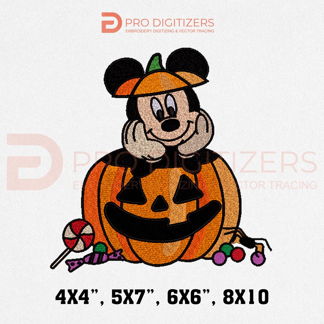Mickey Mouse Halloween Embroidery Design | Disney Pumpkin (digital ...