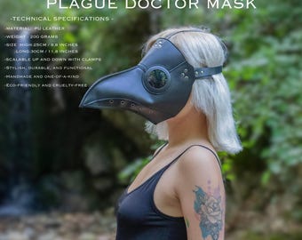 Pestdoktor Maske, Ren Faire, Halloween, handgemachte PU-Leder Steampunk Schnabel Maske für Cosplay, LARP