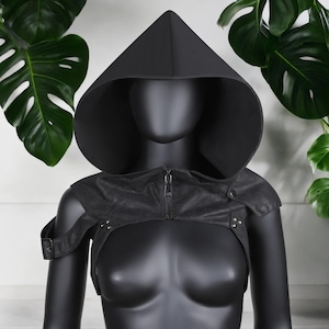 Handmade Medieval Black Cloak, Larp Costume, Ren Fair Cloak ,Steampunk Hood - Larp Costume - Retro Costume Hats & Headpieces
