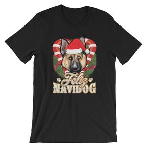 T-shirt comfort kleur shirt - Feliz Navidog Duitse herder met kerstmanhoed Honden T-shirt - Bestverkochte T-shirts grafisch T-shirt - T-shirt