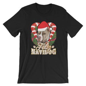 Pitbull Feliz Navidog T-shirt Pittie Met Kerstman Hoed Hond Kerst Tee Unisex Vrouwen Mannen Kinderen Vakantie Cadeau idee