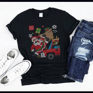 Merry Anti-Christmas | Santa Claus Being Hit By Rudolph In Car | Accident | Ugly X-Mas Sweater | T-Shirt | Tank Top | Sweatshirt | Hoodie