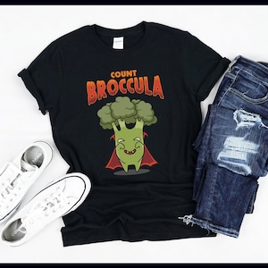 Halloween vegano / Conte Broccula / Costume divertente da amante dei vampiri con i broccoli / Vegetariano / Verdura / Maglietta / Canotta / Felpa / Felpa con cappuccio