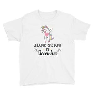 KIDS Unicorns are born in December T-Shirt Birthday Gift