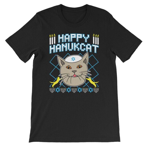 Happy Hanukcat T-shirt Jewish Cat Ugly Christmas Sweater Chanukka