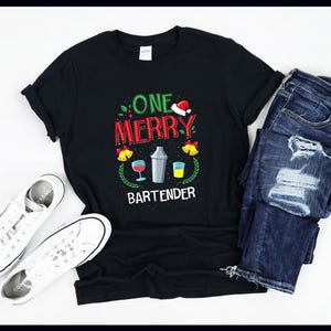 One Merry Bartender Cocktail Bar Ugly Christmas Sweater | T-Shirt | Tank Top | Sweatshirt | Hoodie