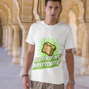 Gluten Is My Kryptonite Tee - Funny Celiac Awareness Shirt - Gluten-Free Lifestyle T-Shirt for Food Allergy Humor - Comfort Colors Option