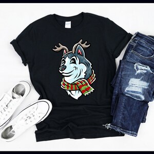 Merry Woofmas Husky Reindeer Dog Christmas | T-Shirt | Tank Top | Sweatshirt | Hoodie