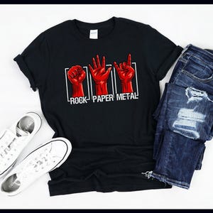 Heavy Metal Music Shirt | Rock Paper Metal | Funny Metal Head Metal Love Sign | Rock Musician | T-Shirt | Tank Top | Sweatshirt | Hoodie