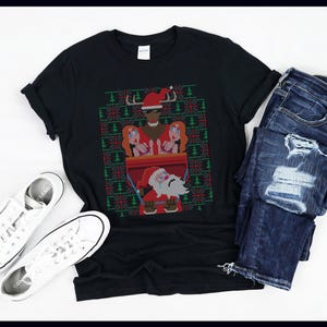 Rudolph Reindeer Player | Santa Claus Sledge | Slaying Through The Snow | Ugly Christmas Sweater | T-Shirt | Tank Top | Sweatshirt | Hoodie