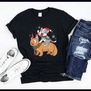 Cat Santa Claus Reindeer Rudolph | Funny Kitten | Cats For Everybody | Meowy Merry Christmas | T-Shirt | Tank Top | Sweatshirt | Hoodie