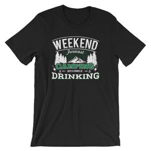 Camping UNISEX T-Shirt Weekend Forecast Camping with a Chance of Drinking Shirt Happy Camper Gift