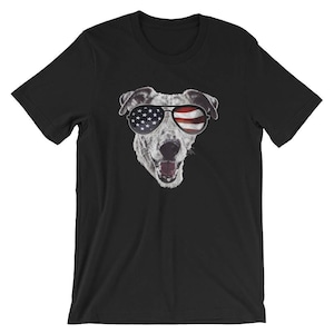 Patriotic Jack Russell US Flag Glasses UNISEX T-Shirt July 4th gift